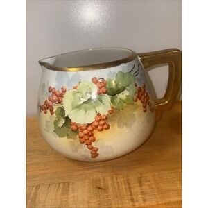 Limoges Antique Autumn Currants with Gold Handles  Cider Pitcher 4 Cups STEVE